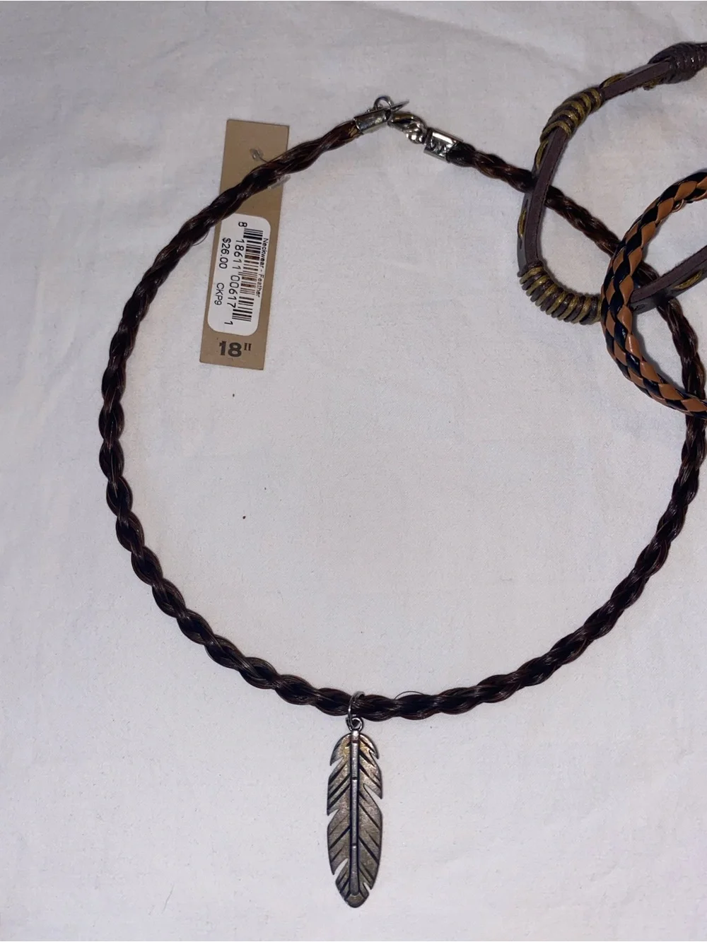 Men's Braided Leather Bracelet Set — Brown & Black and Necklace